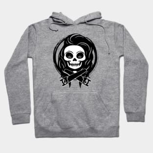 Female Joiner Skull and Saws Black Logo Hoodie